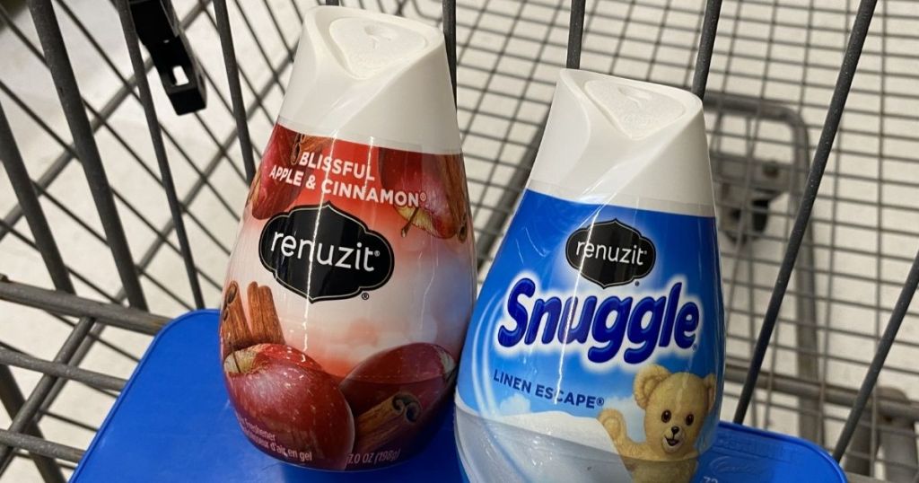 two Renuzit air fresheners in a cart