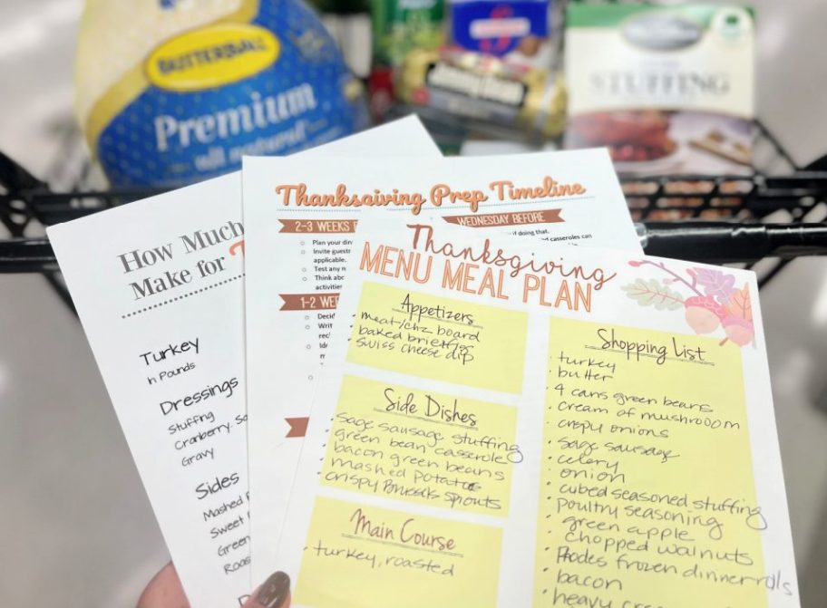 free printable thanksgiving meal prep sheets