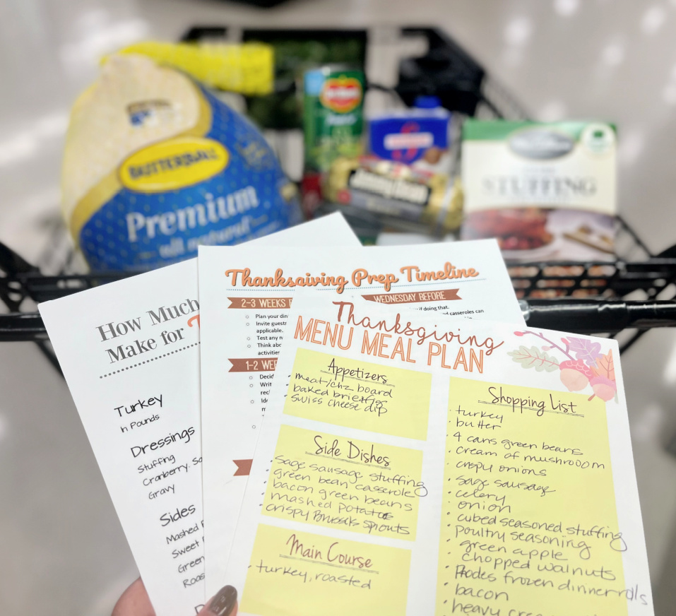 free printable thanksgiving meal prep sheets