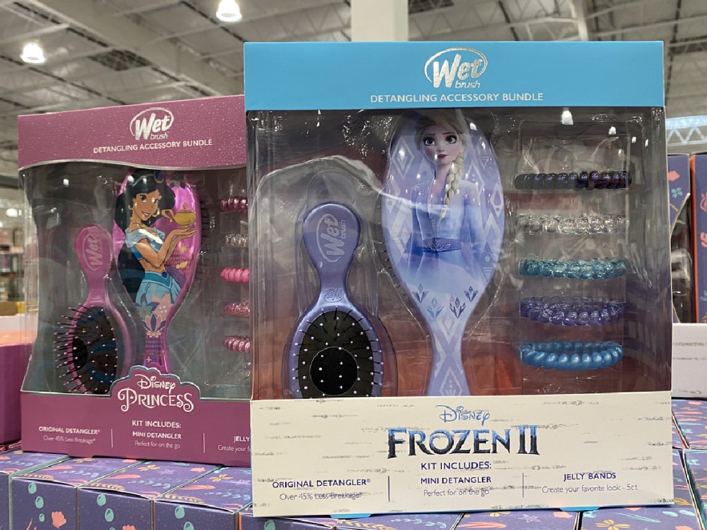 2 boxed kits for kids with Disney inpspired wet brushes on store shelf