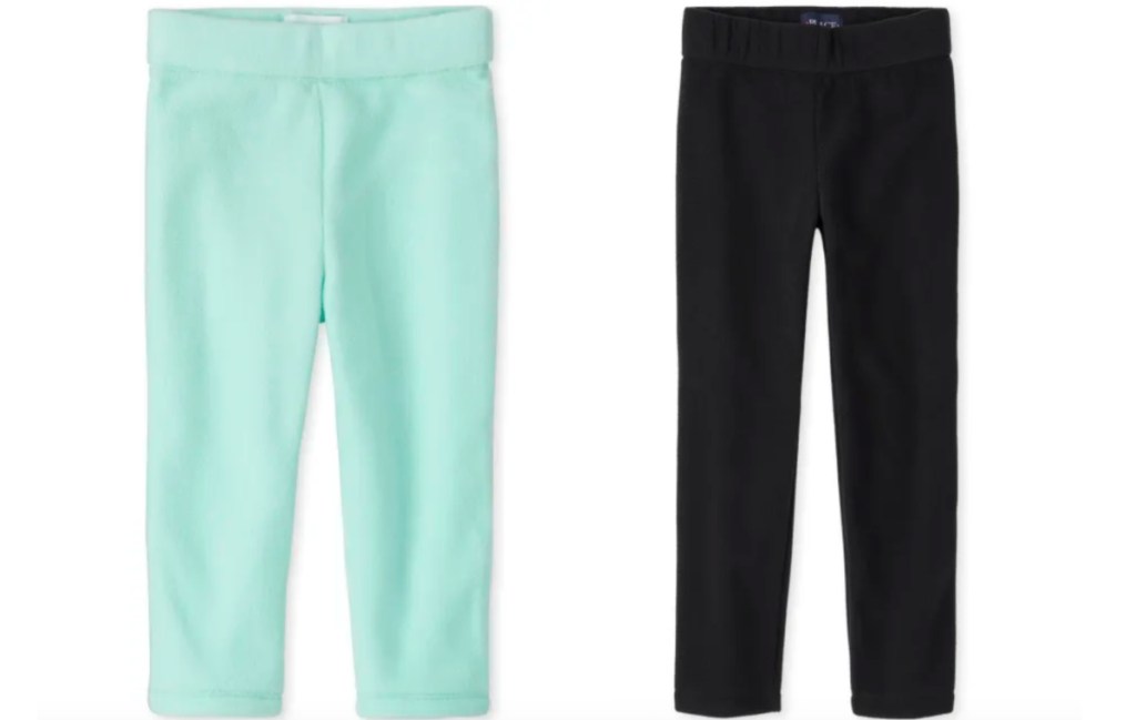 girls fleece pants teal and black