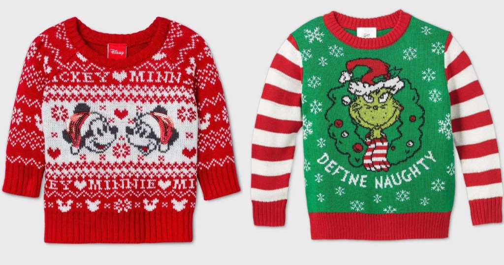 kids ugly sweaters disney and grinch styles