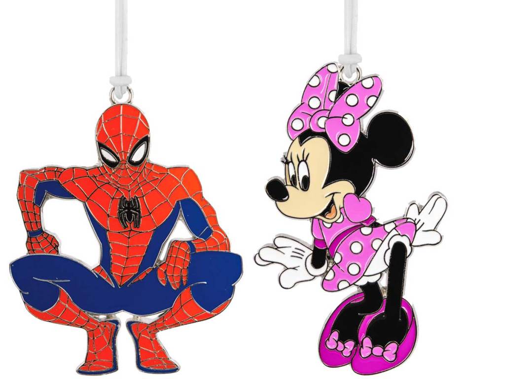 ornaments spiderman and minnie mouse