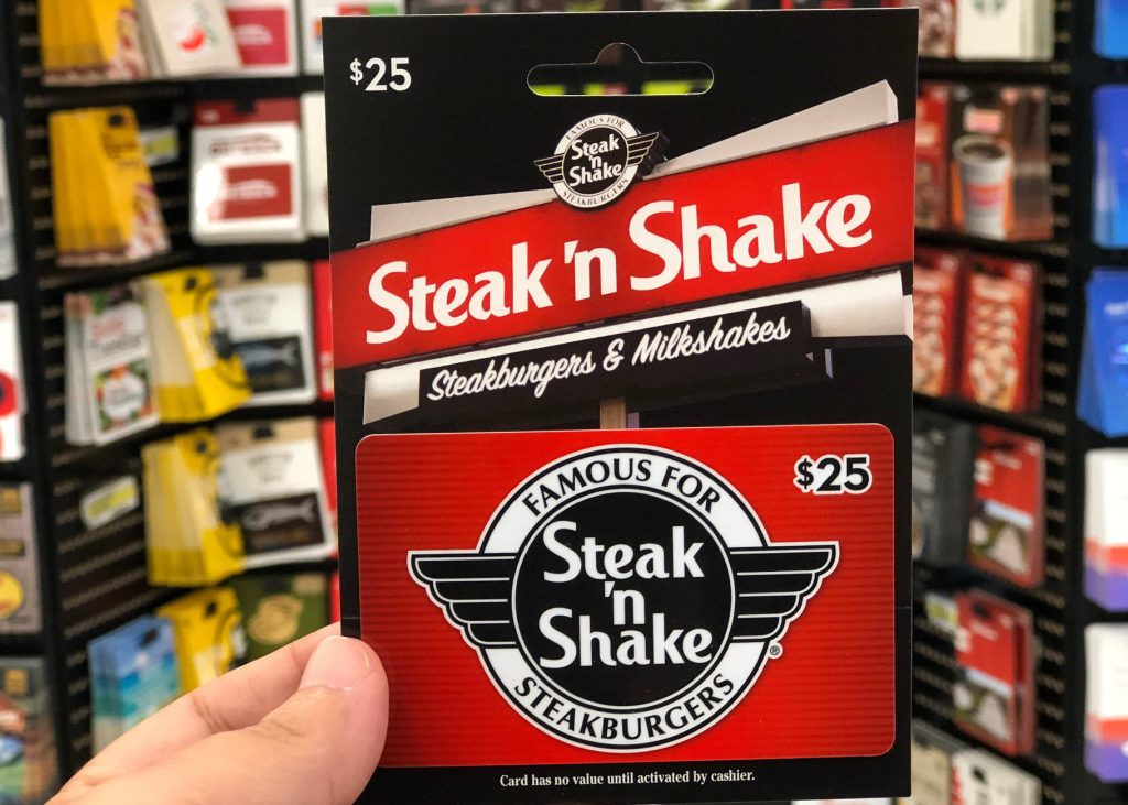 steak n shake gift card in hand in store