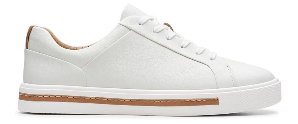 Clarks Womens White Un Maui Leather Sneaker