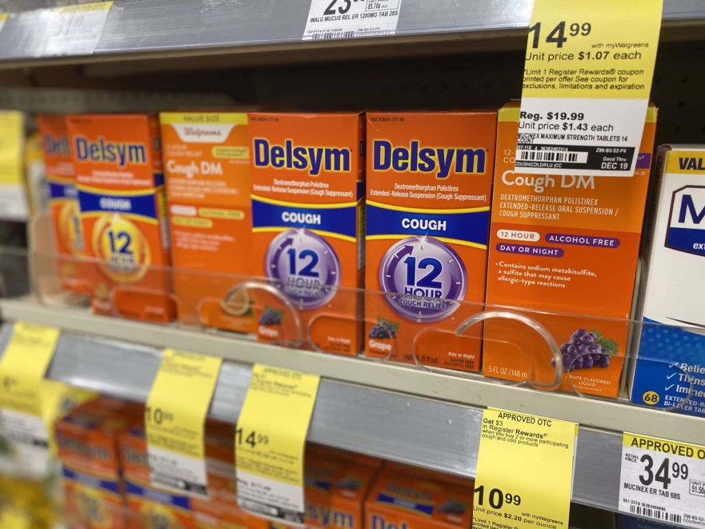 display of Delsym at Walgreens