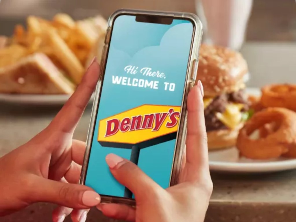 opening the Denny's app on a smart phone