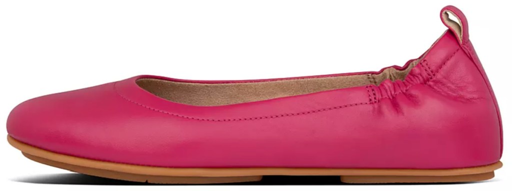 fitflop bright pink leather ballet flats