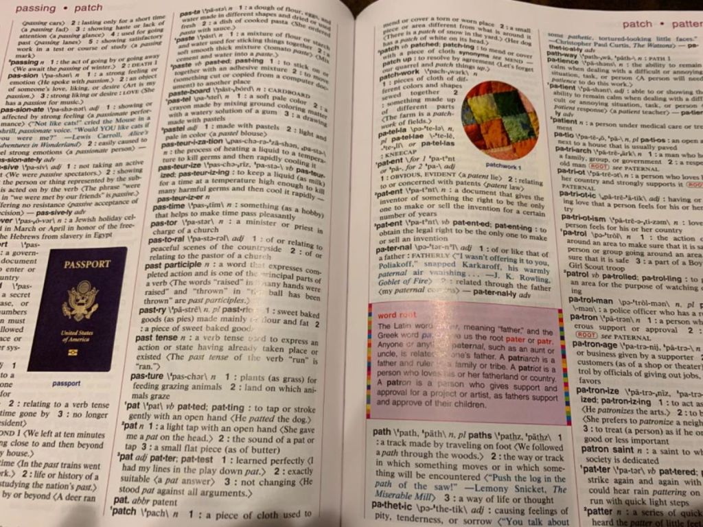 open pages of a dictionary