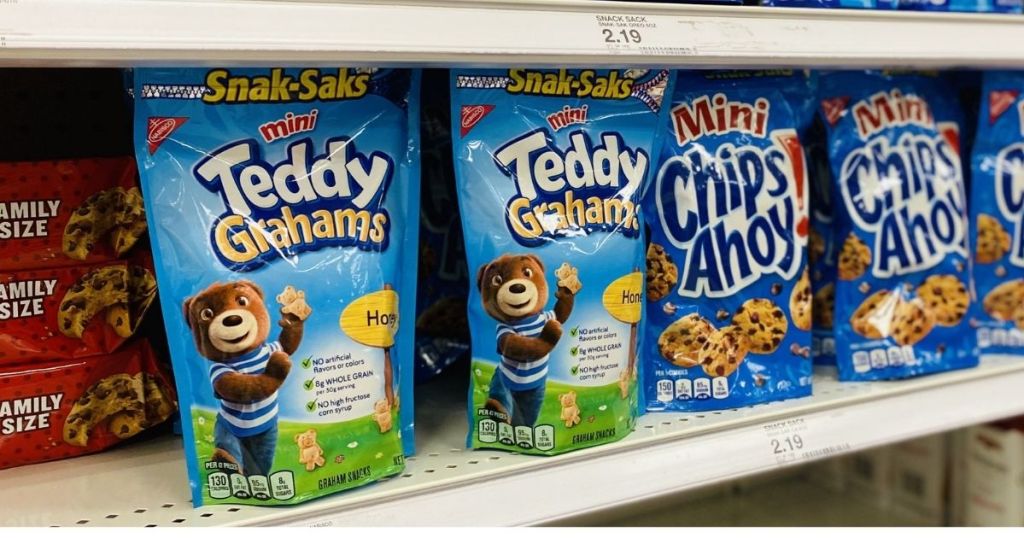 Nabisco Teddy Grahams Snack Saks on shelf