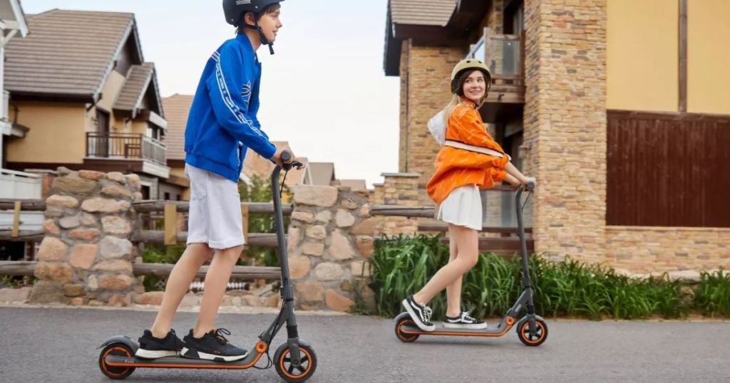 kids riding scooters