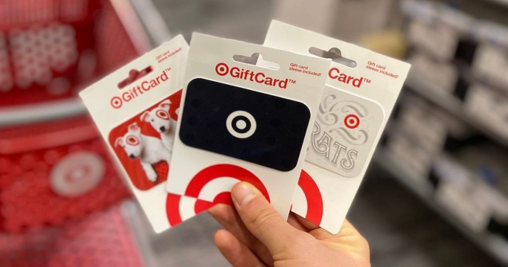 hand holding Target gift cards