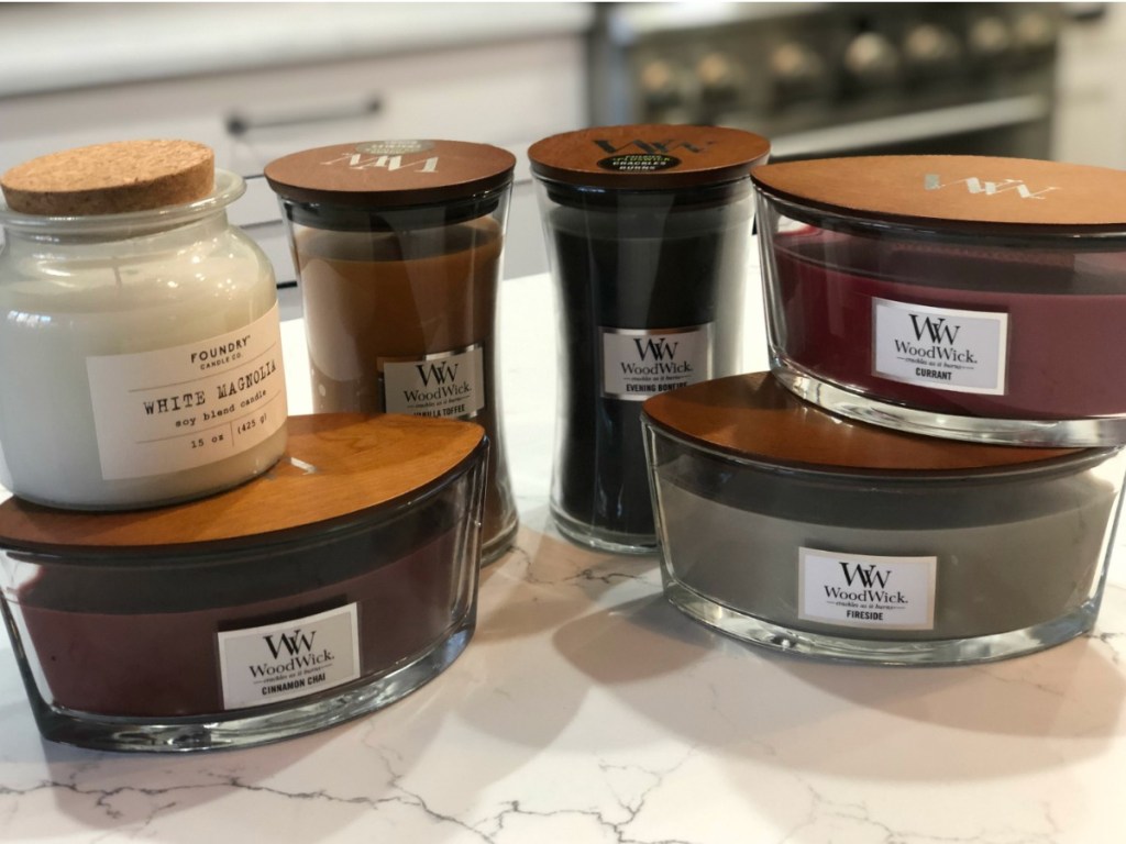 Woodwick Candles in kitchen