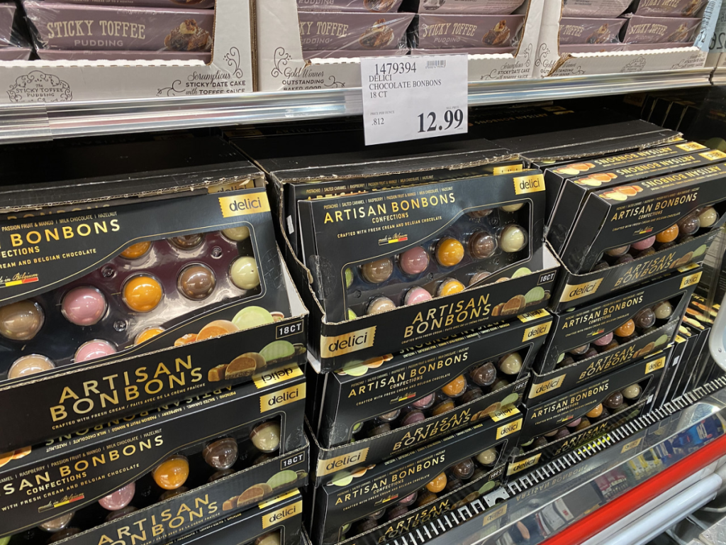 store fridge area with boxes of bonbon chocolates