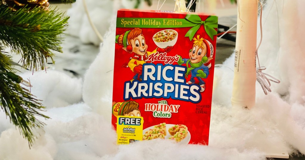 rice krispies christmas cereal in snow blanket