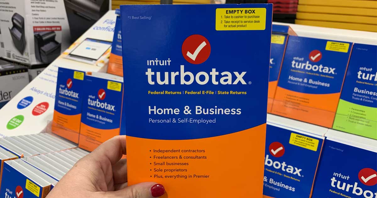 hand holding a turbotax program