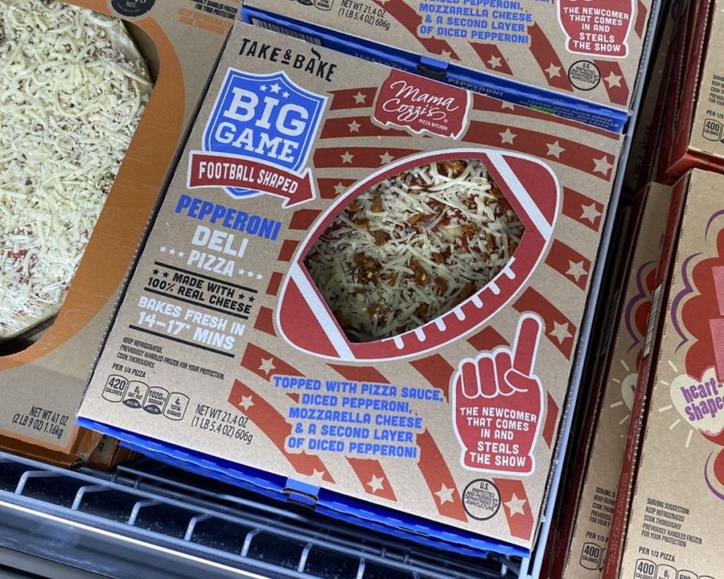 ALDI Pepperoni Football Pizza in refrig case