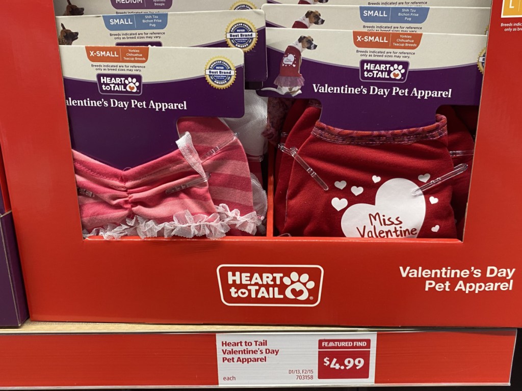 box of valentine pet sweaters at aldi 