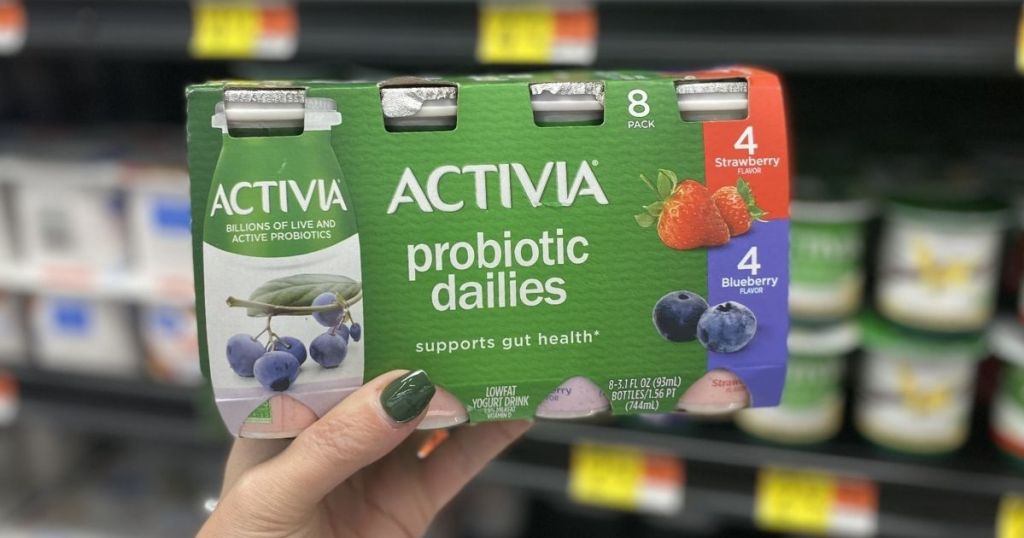 hand holding a box of Activia Probiotic Dailies