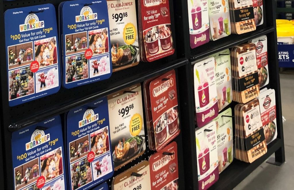 display of gift cards at Sam's Club