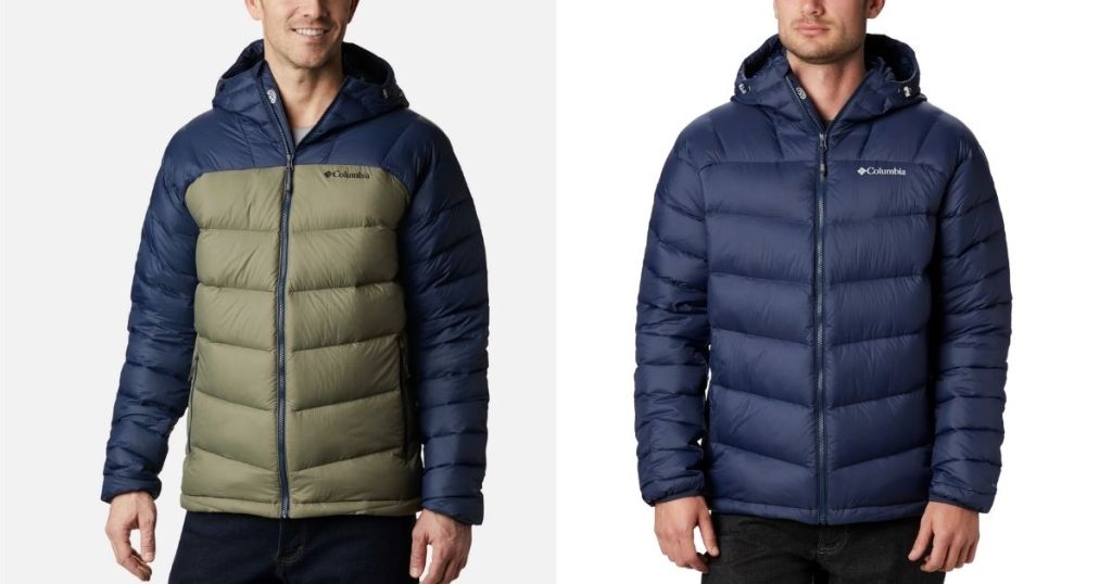 men in 2 views of Columbia Men's Centennial Down Jacket