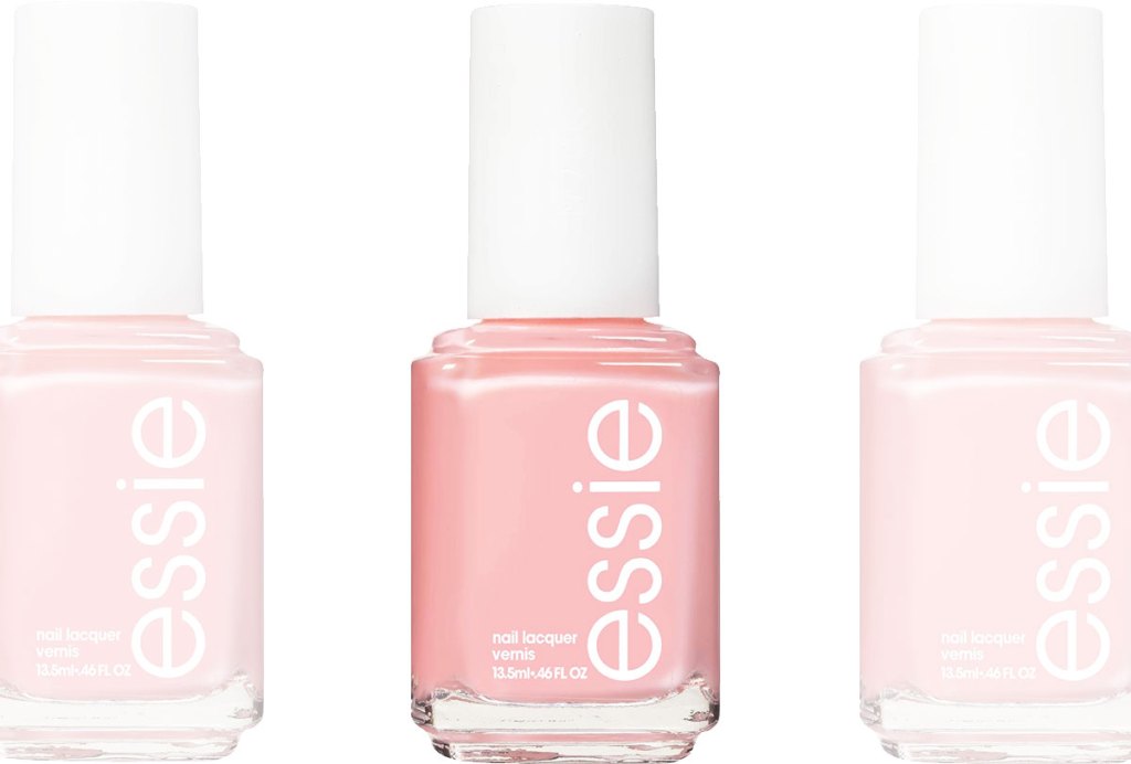 bottles of light pink essie nail polish