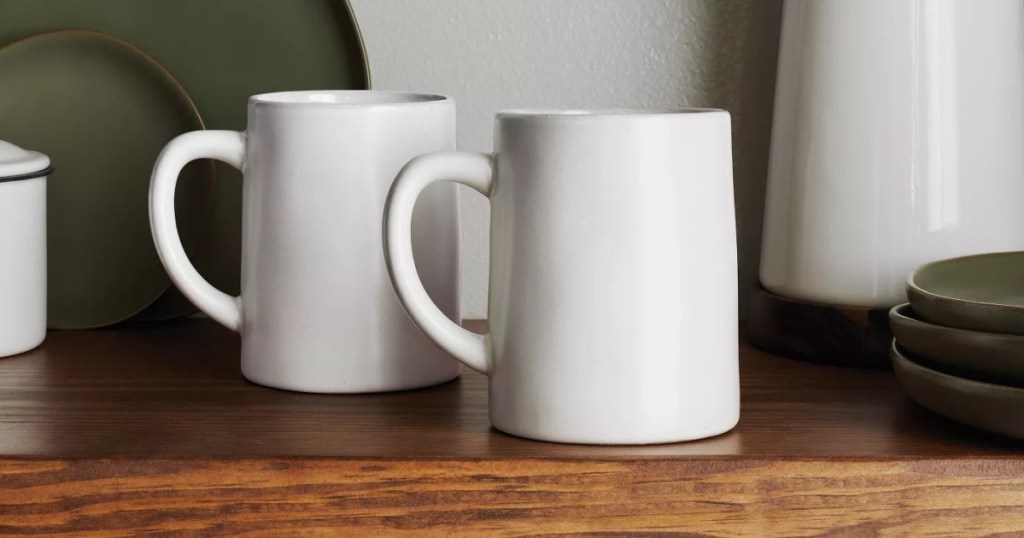 stone colored Hearth & Hand with Magnolia Stoneware Mugs Set