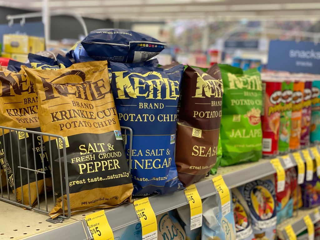 Kettle Brand chips on store shelf