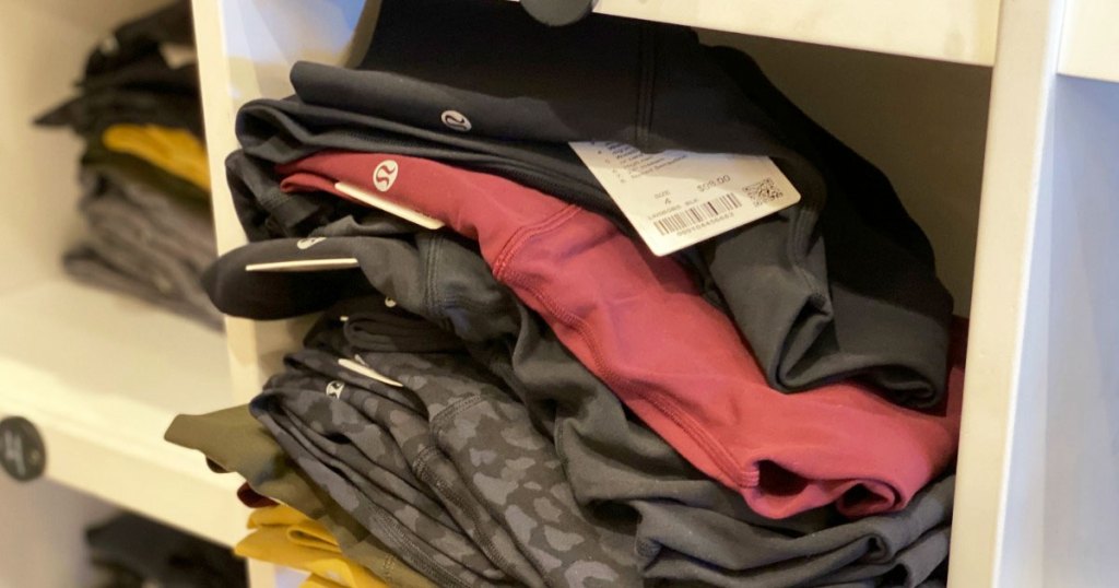 pile of lululemon women's leggings