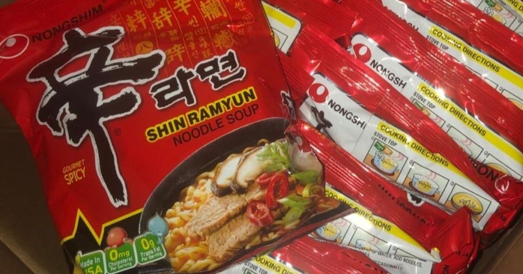 Nongshim Ramen packages in a box