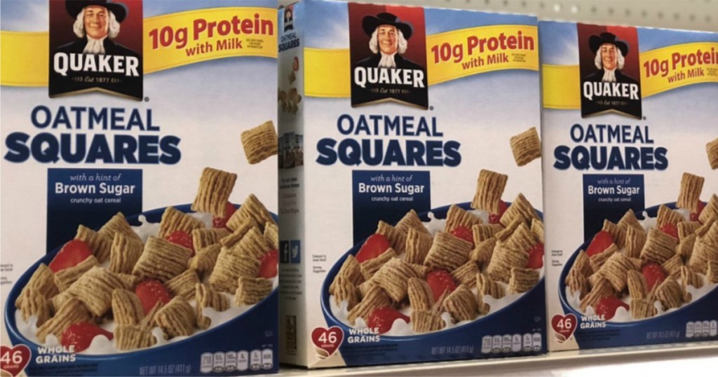 three boxes of Quaker Oatmeal Squares