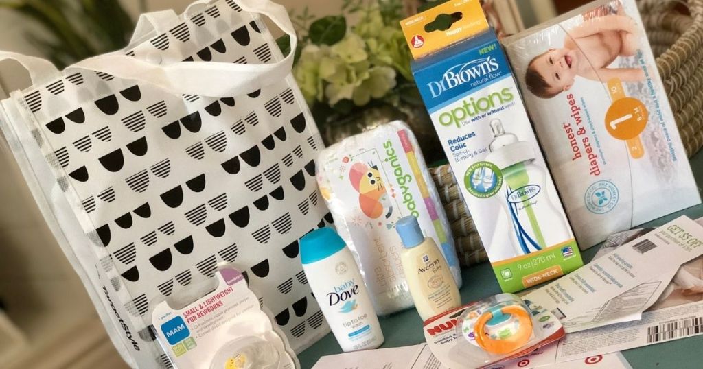 Target baby registry bag and samples