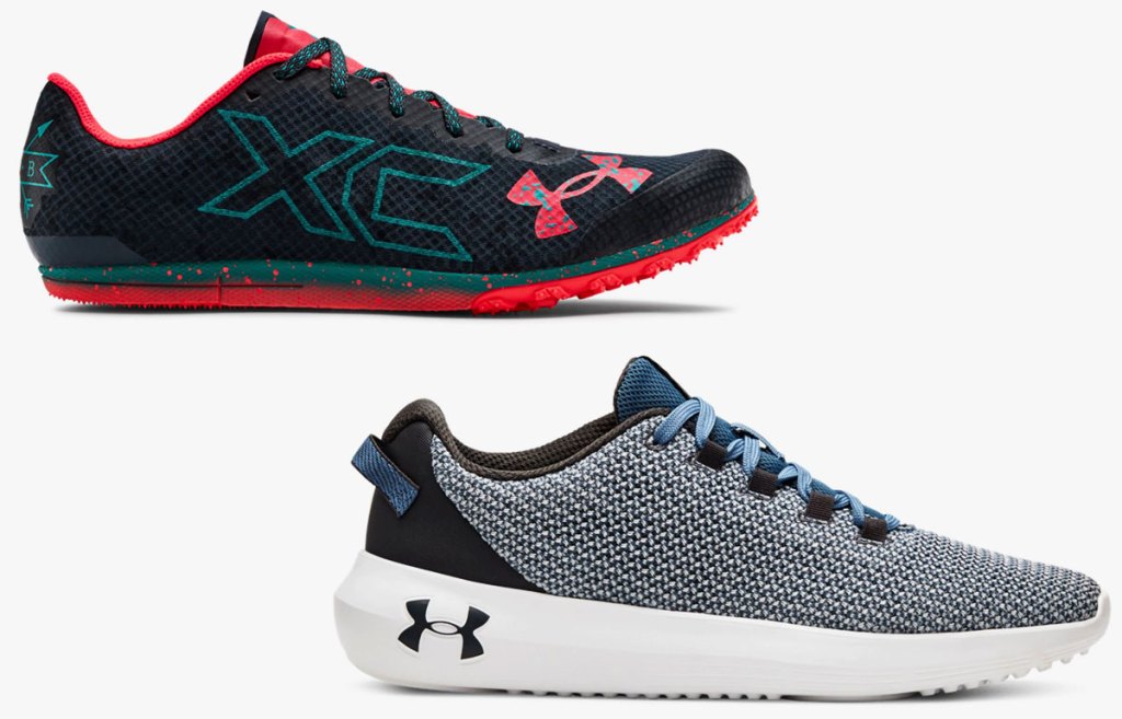 two pairs of under armour running shoes