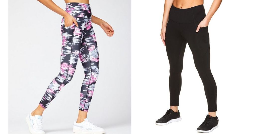 Print and black Zulily Reebok Leggings