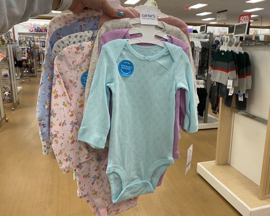 carters multi pack bodysuits in hand in store at kohls