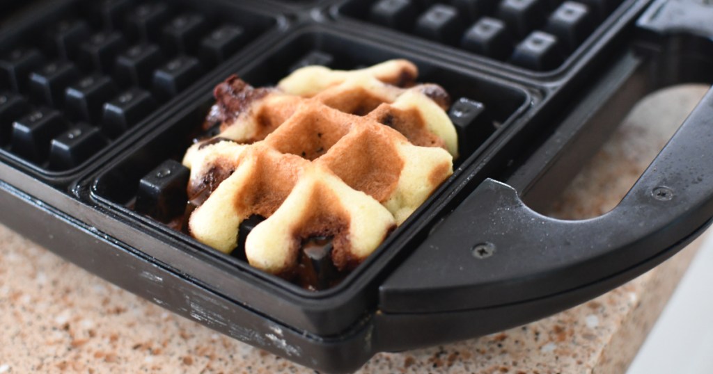 cookie waffles in a belgian waffle maker