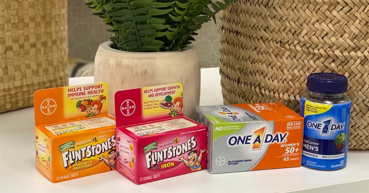 variety of vitamins displayed on a table