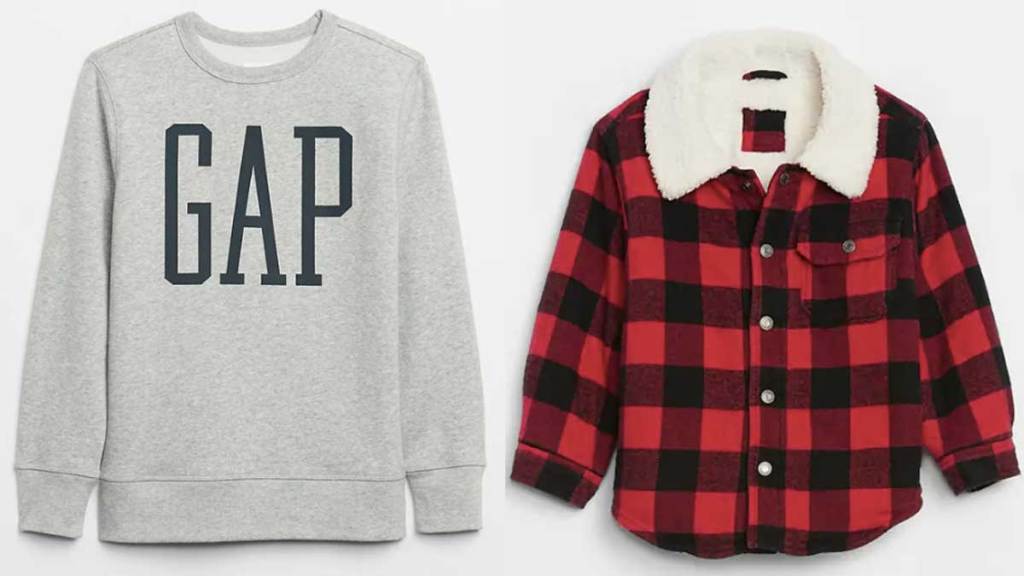 gap sweatshirt and baby jacket