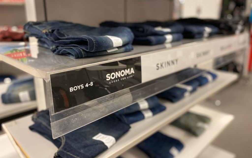 row of boys jeans on sonoma goods for life shelf