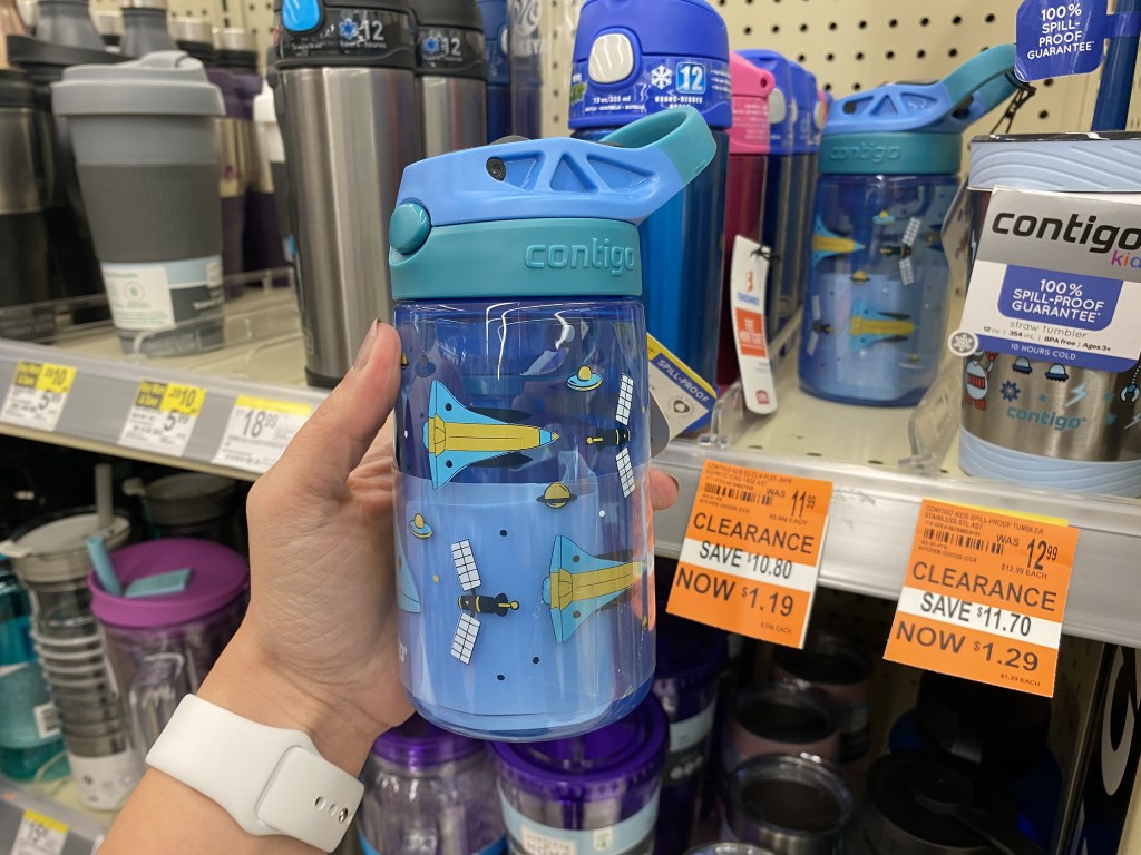 Hand holding up Contigo Kids Water bottle