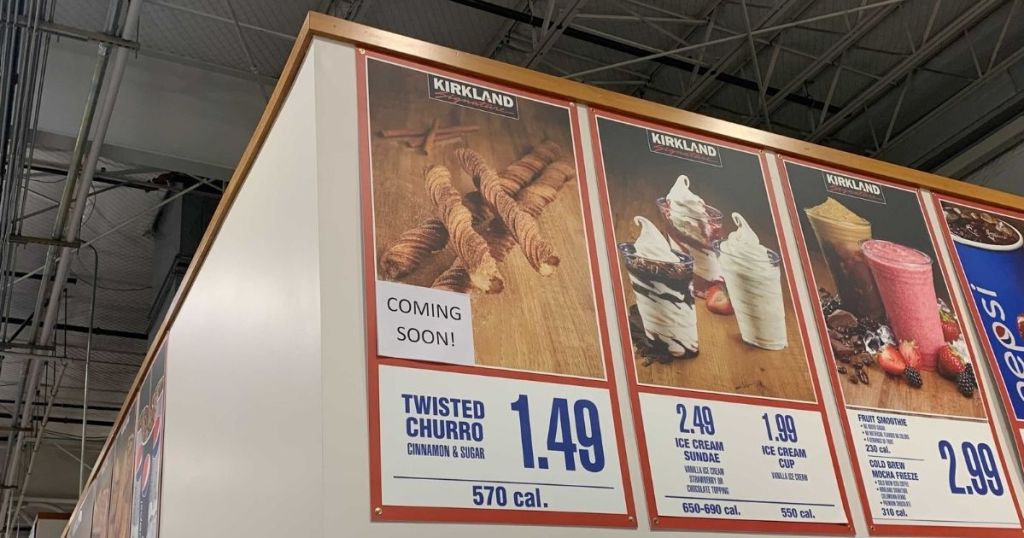 Costco Churros Sign at Store in Food Court