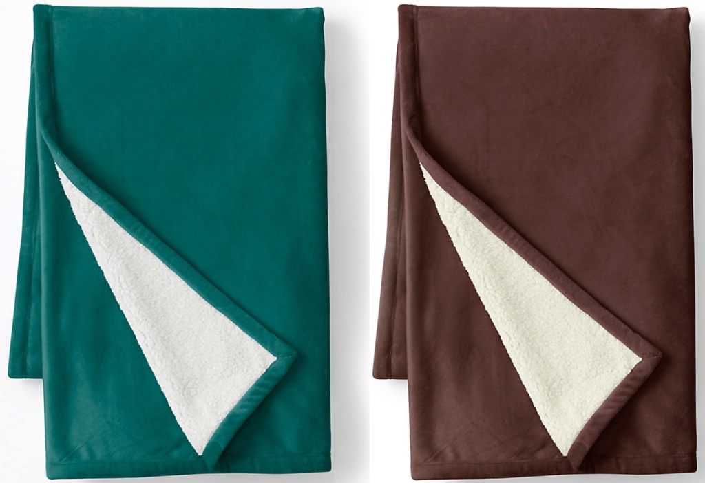 Lands' End brand fleece throw blankets folded