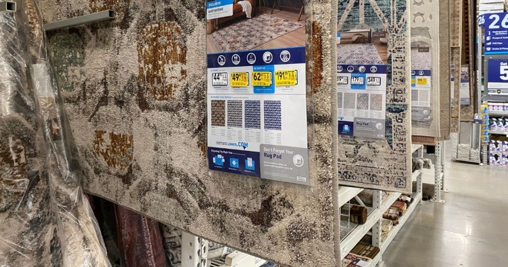 Rugs on display at Lowe's