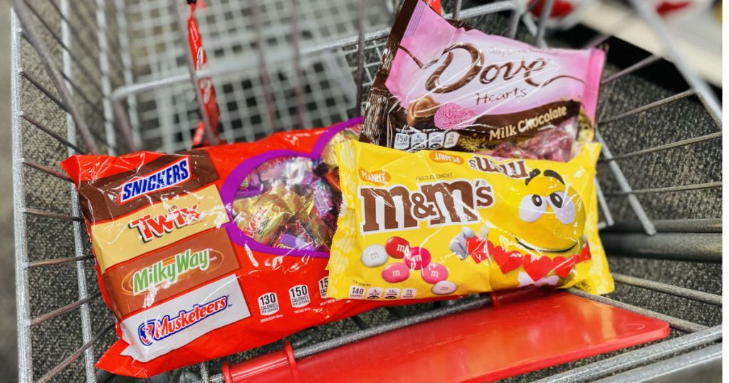 various chocolate bags in cart 