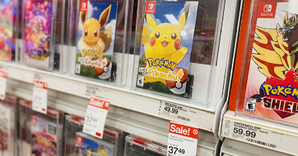 Pokemon Nintendo Switch Games on Target display shelf