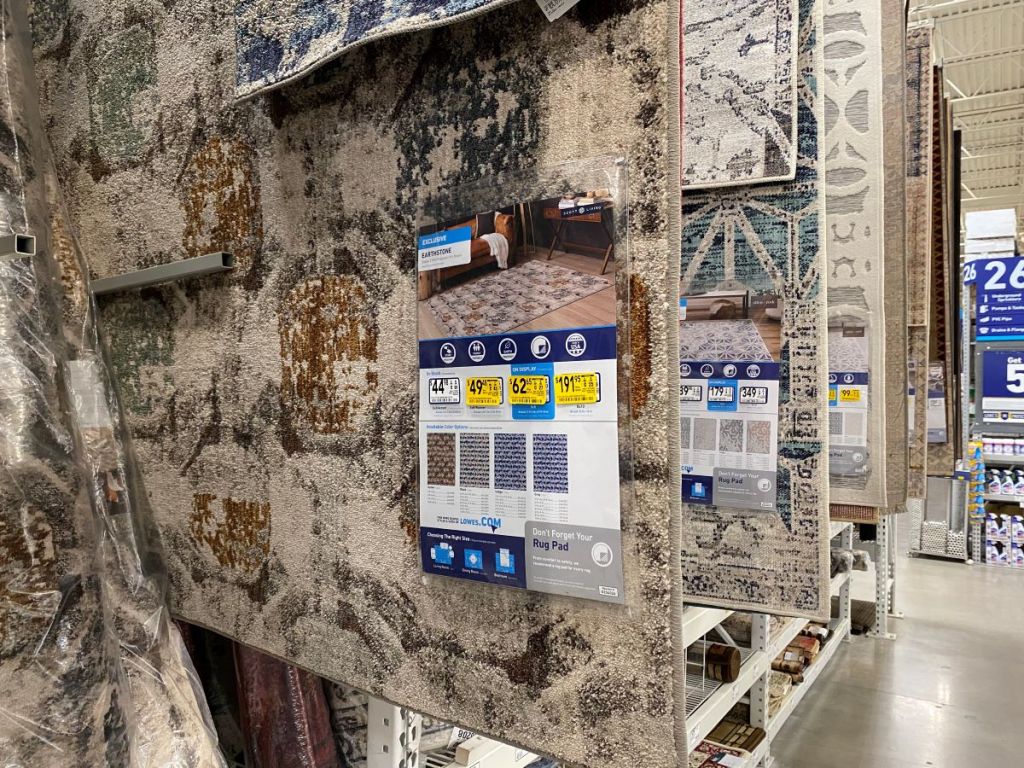 rugs on display at Lowe's