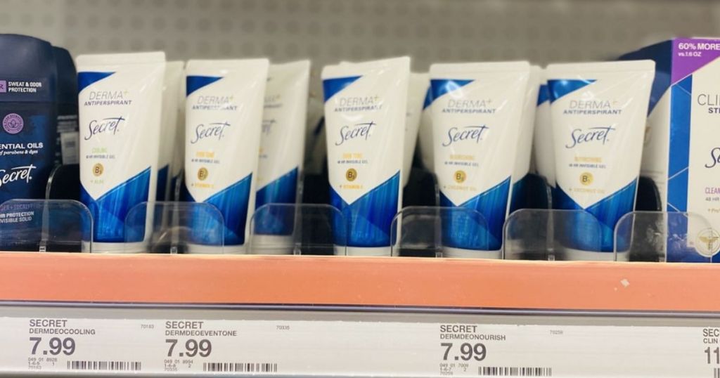 Secret Derma+ Antiperspirants on shelf