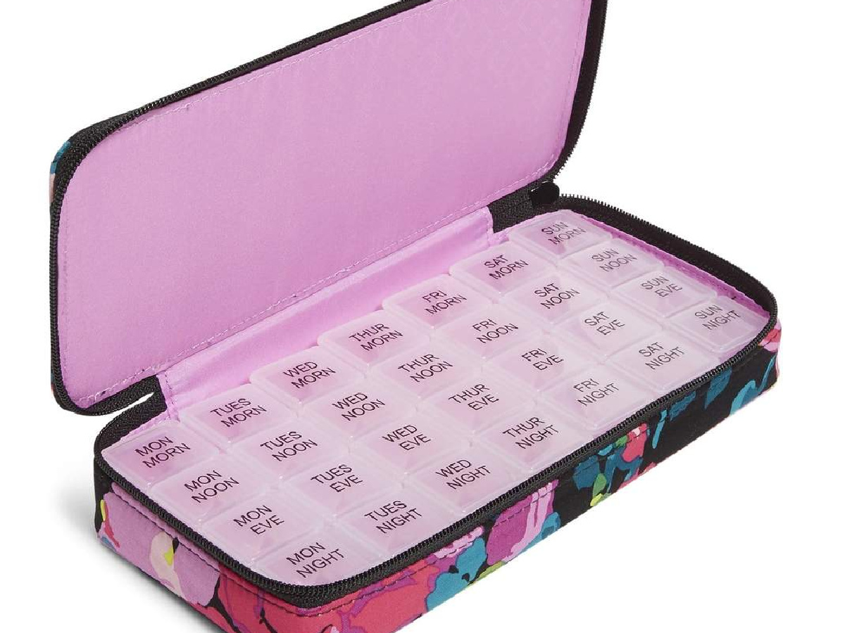 Vera Bradley Large Travel Pill Case in pink floral