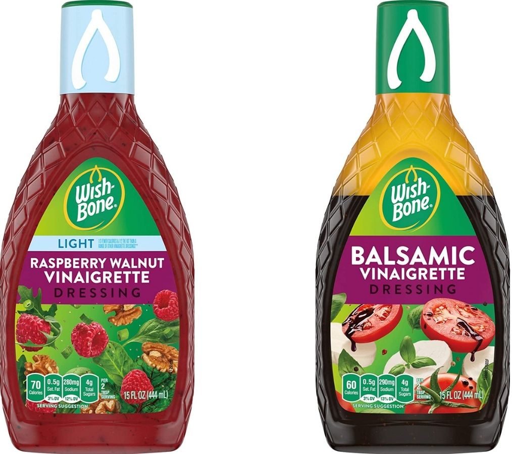 Two bottles of Wishbone Salad Dressing