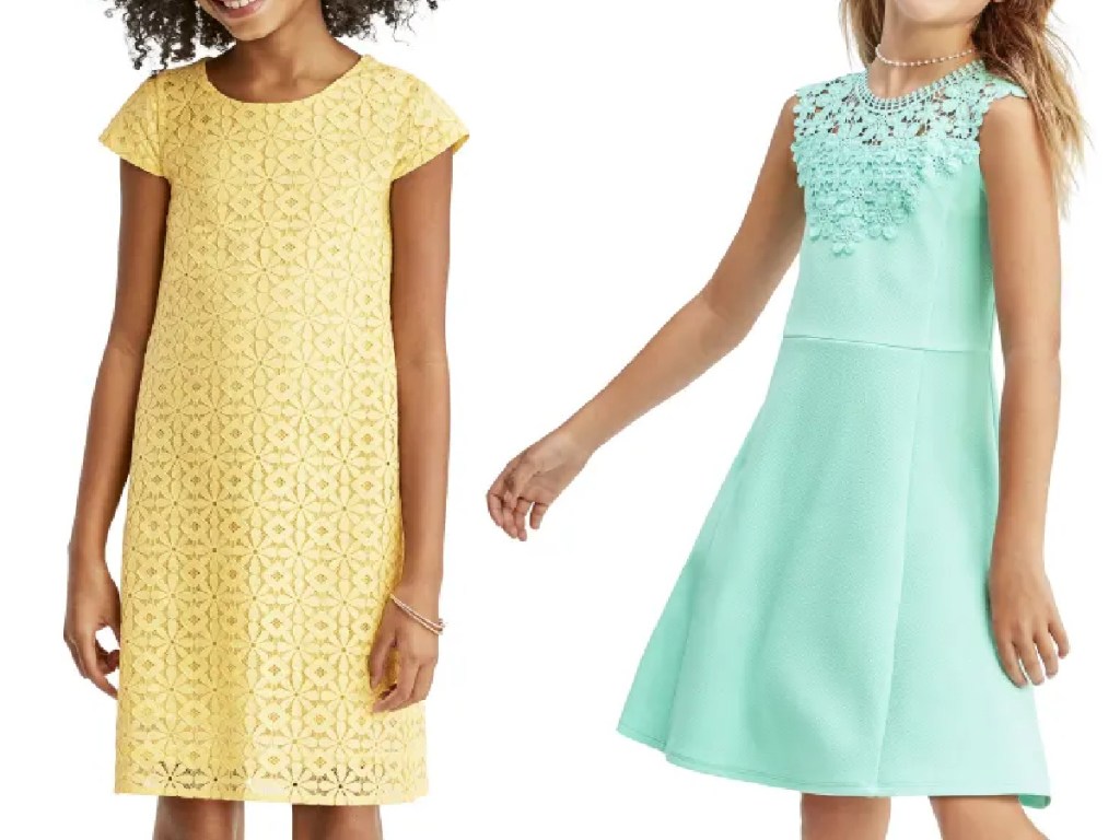 girls wearing easter dresses from the children's place